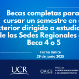 Convocatoria beca completa estudiantes Sedes Regionales I-2026